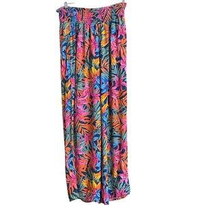 Woman's Shade & Shore Pink and Orange Tropical Foliage Crape Coverup